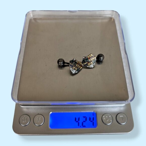 Antique Sterling Heraldic Enamel Cufflinks - Picture 5 of 5